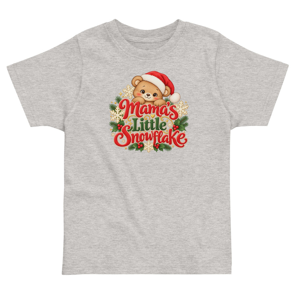 Mama's Little Snowflake toddler t-shirt in white, front view