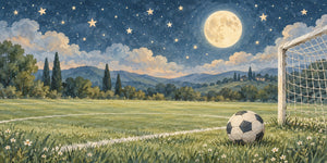 Watercolor Moonlit Match Soccer Wall Mural, image 3