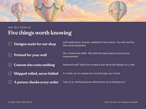 Watercolor Sunset Flight Hot Air Balloon Wall Mural, image 10