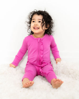 Korrie Pink Bamboo Ruffle Convertible Footie