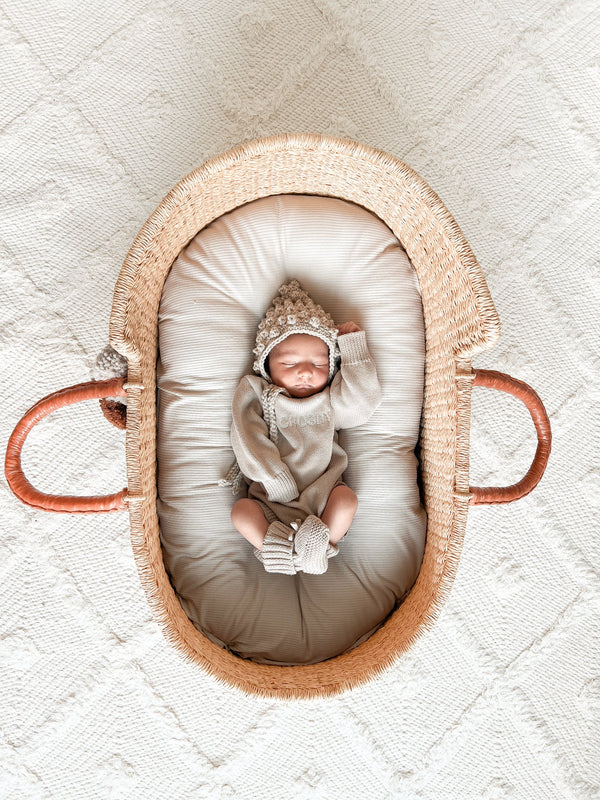 Oat Ribbed Baby Lounger Cover