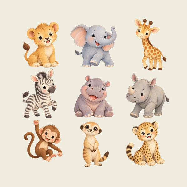 Baby Safari Animal Wall Decals, Set of 9, image 1