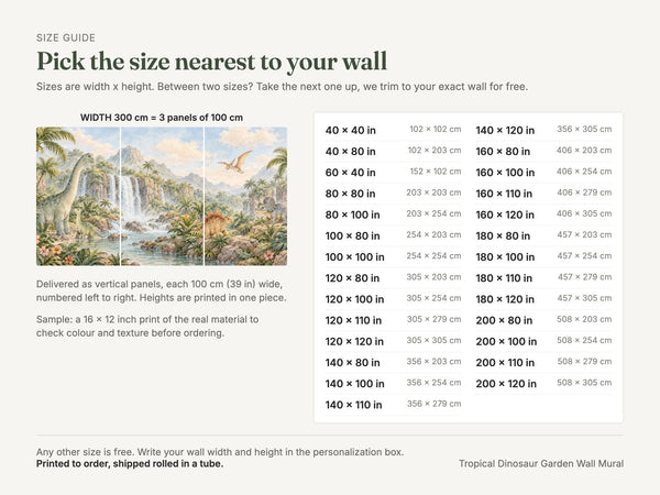 Watercolor Tropical Dinosaur Garden Wall Mural, image 5
