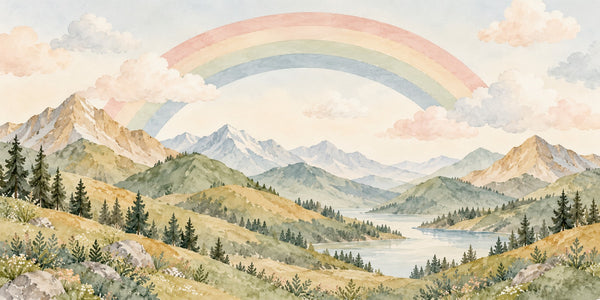Watercolor Golden Valley Rainbow Wall Mural, image 2