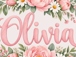 Personalised Peony Wreath Name Wall Decal, image 4