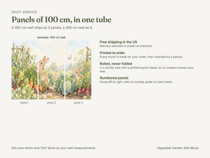Watercolor Vegetable Garden Bunny Wall Mural, image 8