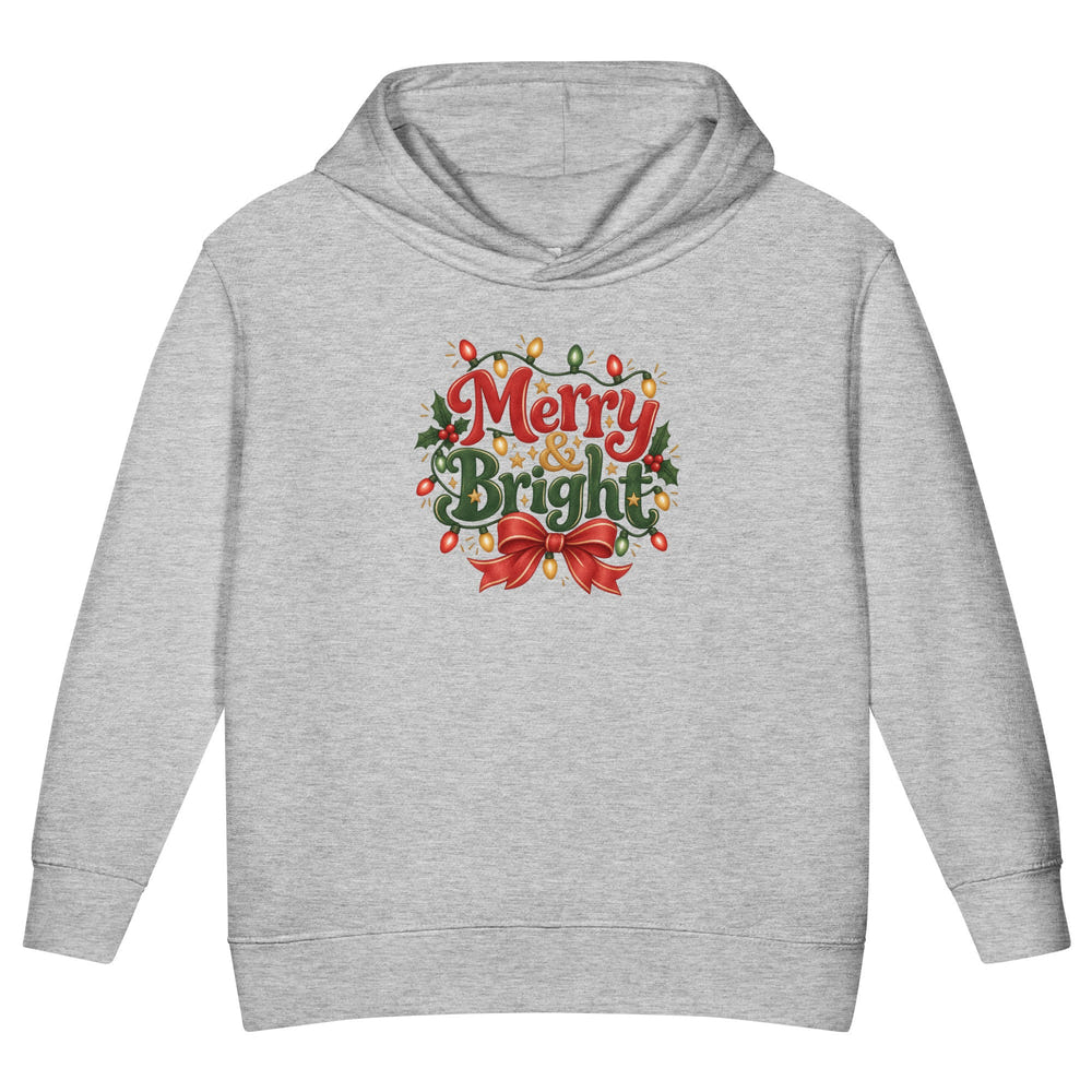 Merry & Bright toddler hoodie in white, front view
