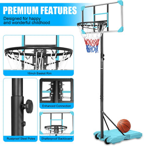 Kids Basketball Hoop Adjustable 5.6-7ft with Wheels