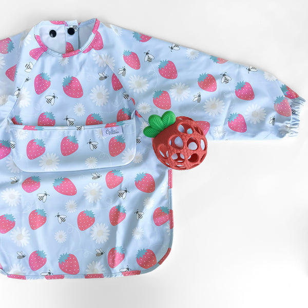 The Grayson Long Sleeve Bib - Strawberry Patch