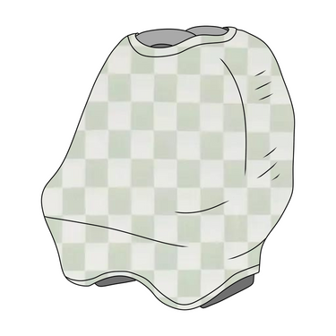 Leaf Green & White Checkered Carseat Cover