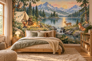 Watercolor Woodland Adventure Camping Wall Mural, image 2