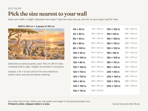 Watercolor Sunset Savanna Wall Mural, image 5
