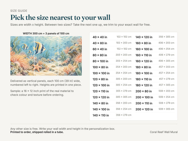 Watercolor Coral Reef Ocean Wall Mural, image 5