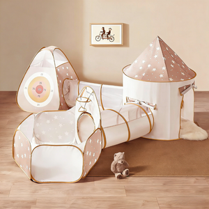 Tiny Land® Discovery 5-in-1 Play Tunnel for babies, perfect for indoor fun and exploration. No balls included.