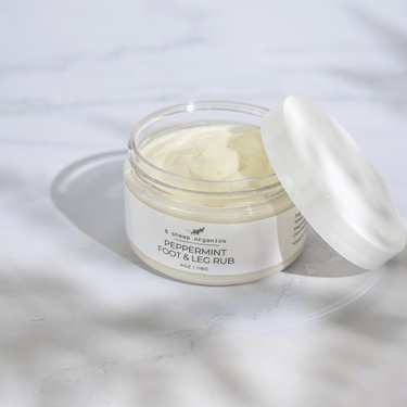 Peppermint Foot & Leg Rub for babies, soothing relief for tired legs and feet, perfect for bedtime relaxation.