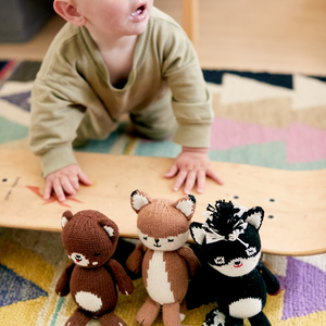 Cute Baby Fox knit doll in angle 9 view, perfect for cuddles and playtime. Ideal gift for infants and toddlers.