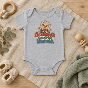 Grandpa's Favorite Human baby bodysuit in heather grey
