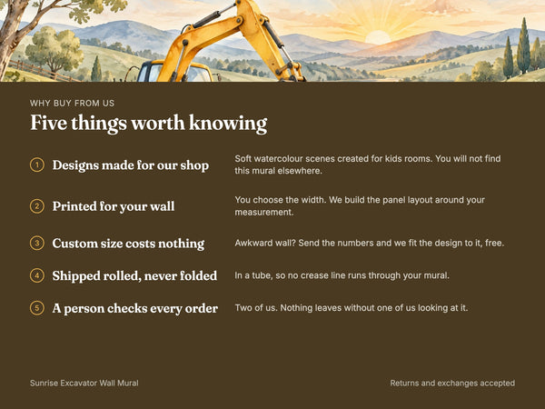 Watercolor Sunrise Excavator Wall Mural, image 10