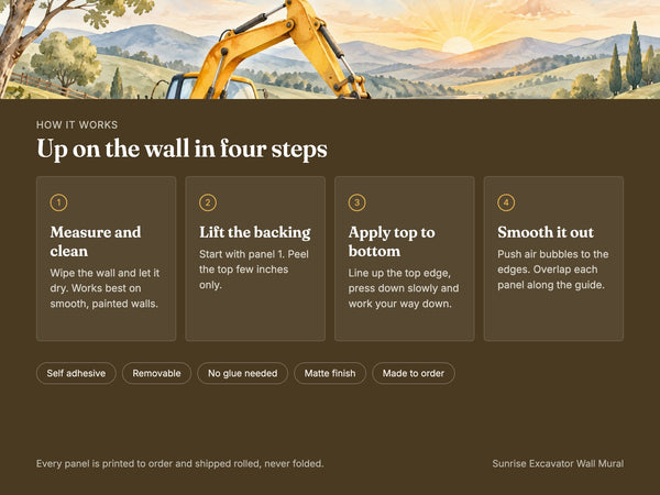 Watercolor Sunrise Excavator Wall Mural, image 9
