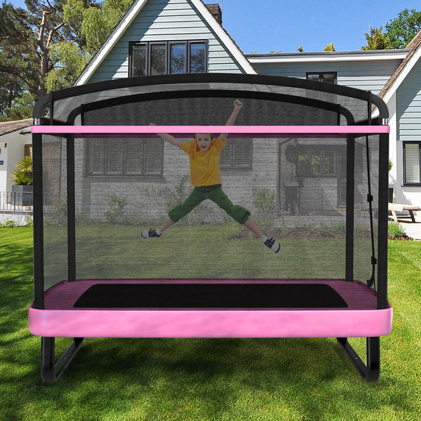 6 FT Kids Trampoline with Swing and Horizontal Bar Small Rectangle Trampoline