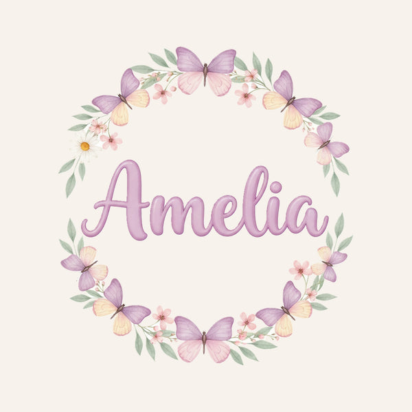 Personalised Butterfly Wreath Name Wall Decal, image 3