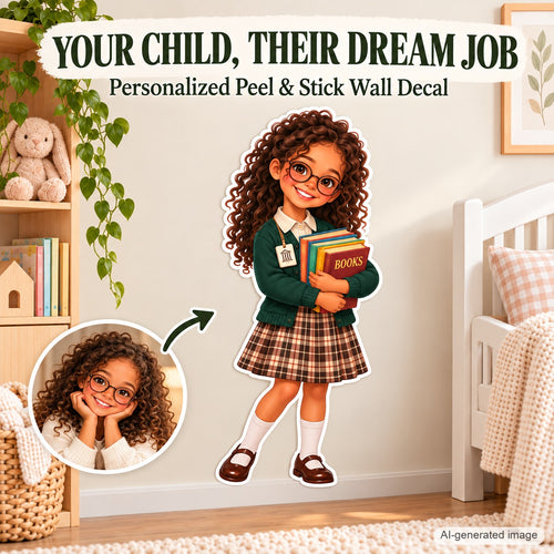 Personalized Librarian Wall Decal from Photo, Dream Job Sticker, image 1