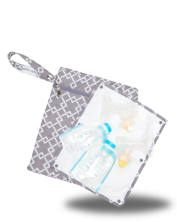 Sarah Wells Pumparoo Wet/Dry Bag – Compact Pump Parts Organizer with Waterproof Compartment & Staging Mat – Machine Washable