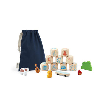 "Colorful storytelling dice for babies, promoting creativity and imaginative play in a fun, engaging way."
