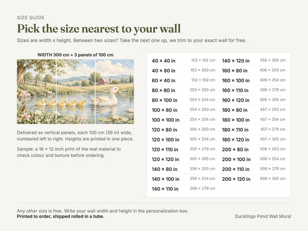 Watercolor Ducklings Pond Farm Wall Mural, image 5
