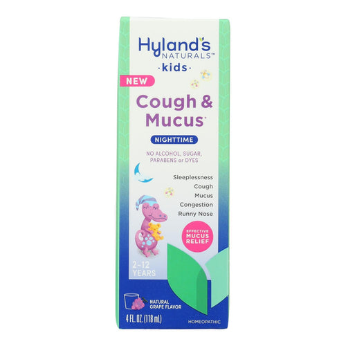 Hyland's Kids Nighttime Cough & Mucus Relief 4 Fl Oz - soothing relief for children's nighttime cough and congestion.