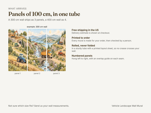 Watercolor Vehicle Landscape Wall Mural, image 8