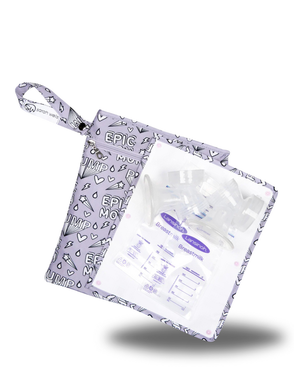 Sarah Wells Pumparoo Wet/Dry Bag – Compact Pump Parts Organizer with Waterproof Compartment & Staging Mat – Machine Washable