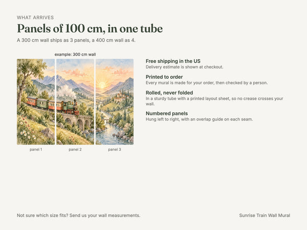 Watercolor Sunrise Train Wall Mural, image 8