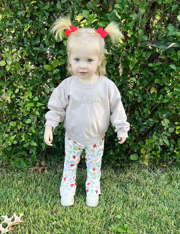 Merry & Bright Christmas Lights Bell Bottom Outfit for babies, festive and stylish holiday clothing.