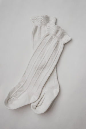 Ruffle Cotton Knee High Socks