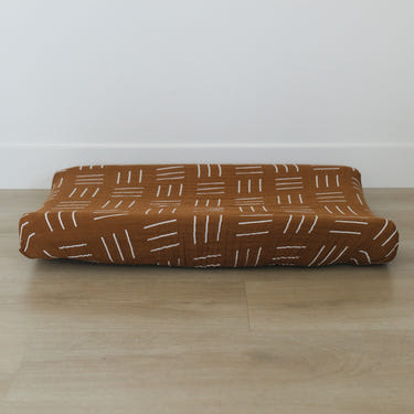 Mustard Mudcloth Muslin Changing Pad Cover - MOOGCO Baby