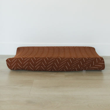 Rust Mudcloth Muslin Changing Pad Cover - MOOGCO Baby
