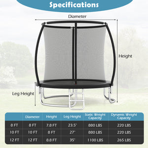 8FT Outdoor Heavy-Duty Recreational Trampoline - Safety Net