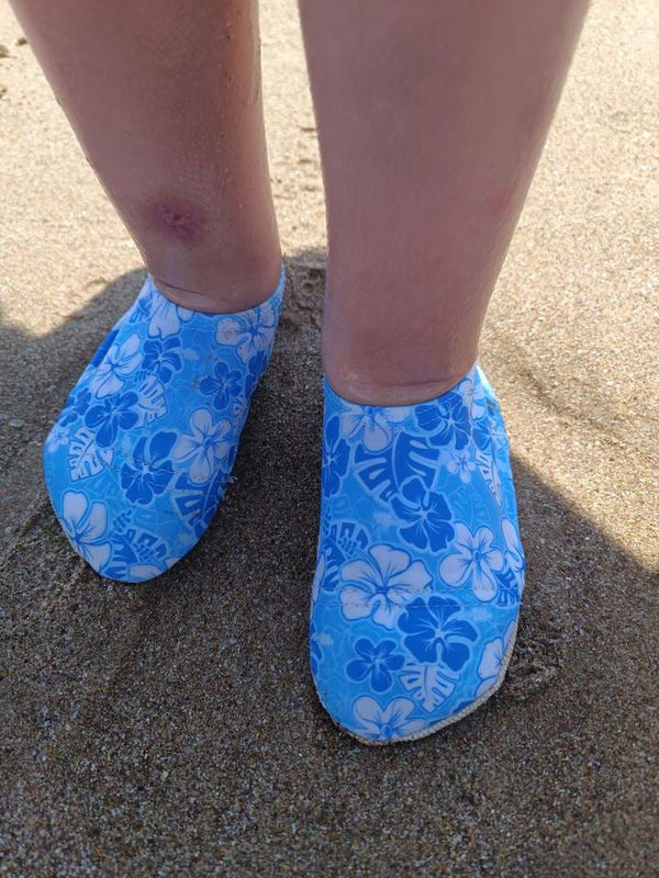 Non-Slip Sole, Unisex Baby, Children's Sea Shoes, Pool Booties, Blue Flower