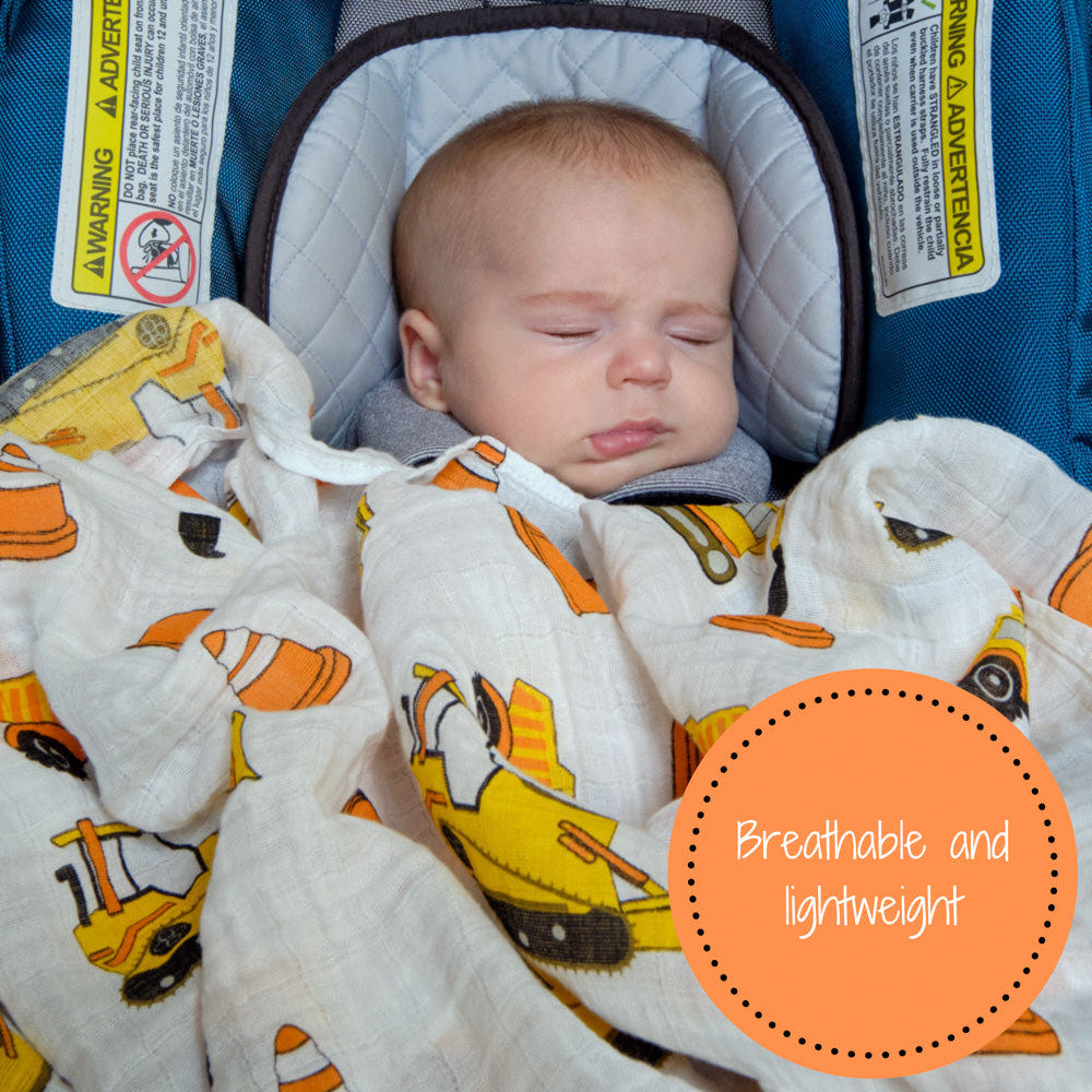 Under Construction Baby Muslin Swaddle Blanket - MOOGCO Baby