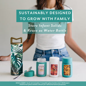 MilKeeper Starter Set in Panama Palms design, featuring breast milk storage containers at angle 7.
