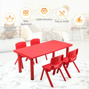 Kids plastic rectangular learn and play table at angle 7, perfect for fun and learning in any playroom.