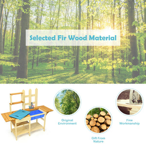 Kid's Outdoor Wooden Pretend Cook Kitchen Playset Toy - Realistic