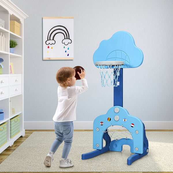3-in-1 Kids Basketball Hoop Set with Balls - Adjustable Height