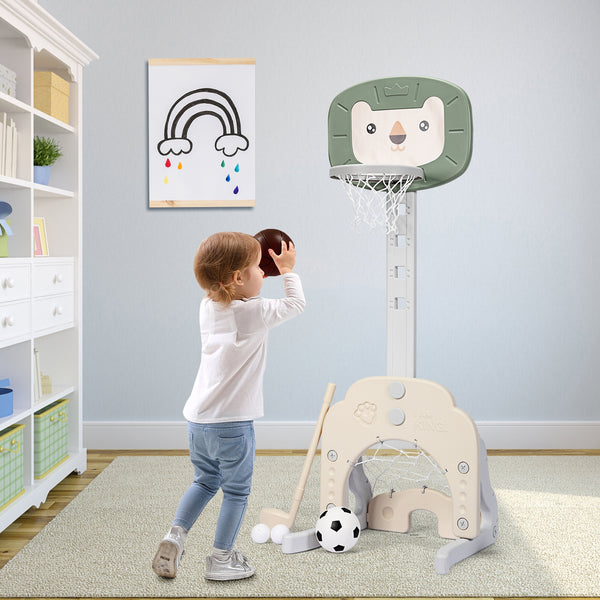3-in-1 Adjustable Kids Basketball Hoop Sports Set - Adjustable Height