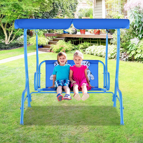Outdoor Kids Patio Swing Bench with Canopy 2 Seats for Kids - Outdoor Play