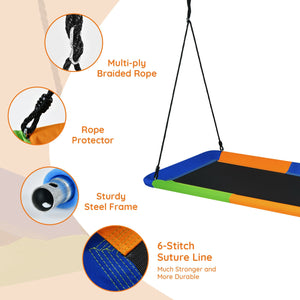 60 Inches Platform Tree Swing Outdoor with  2 Hanging Straps for Infants