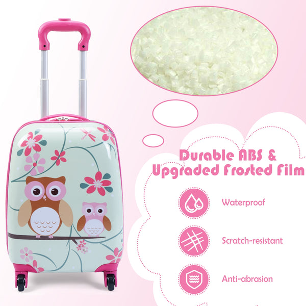 Green ABS kids suitcase set, 12-inch and 16-inch, perfect for travel. Ideal for babies and kids. Angle 5 view.