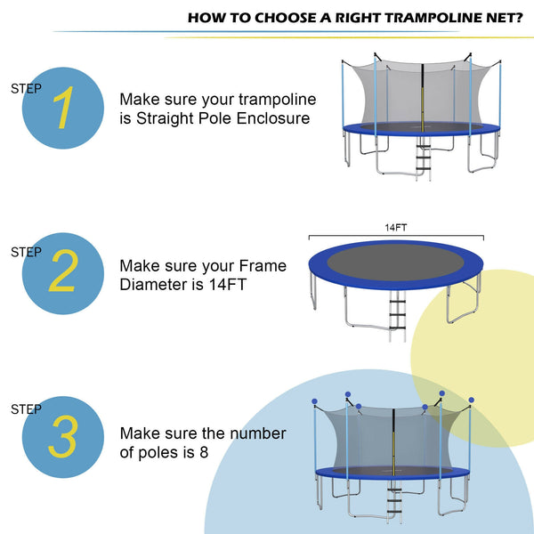 10Ft weather-resistant trampoline safety enclosure net for baby toys, ensuring secure playtime and protection.