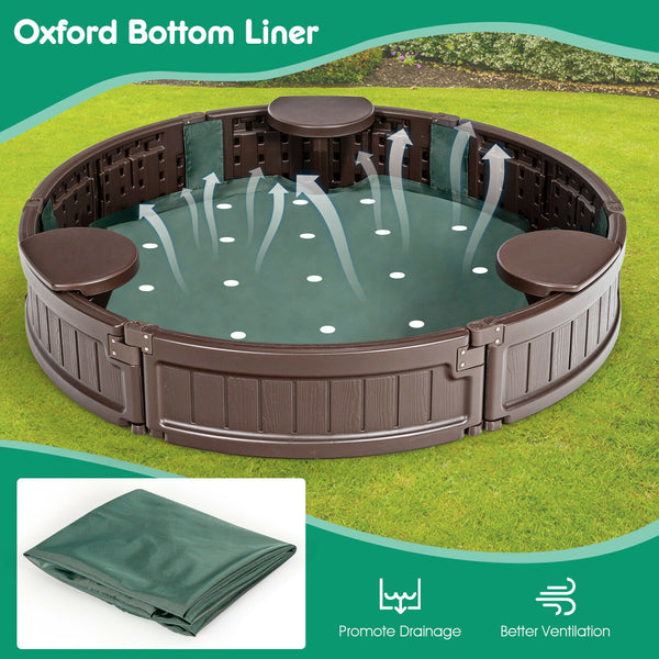 Sandbox with Built-in Corner Seat and Cover - Wooden